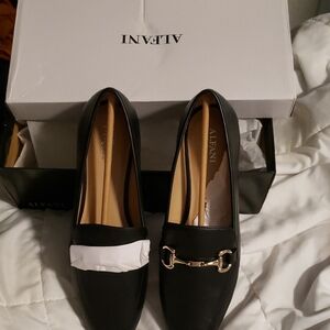 Alfani Black Flats with Gold Hardware